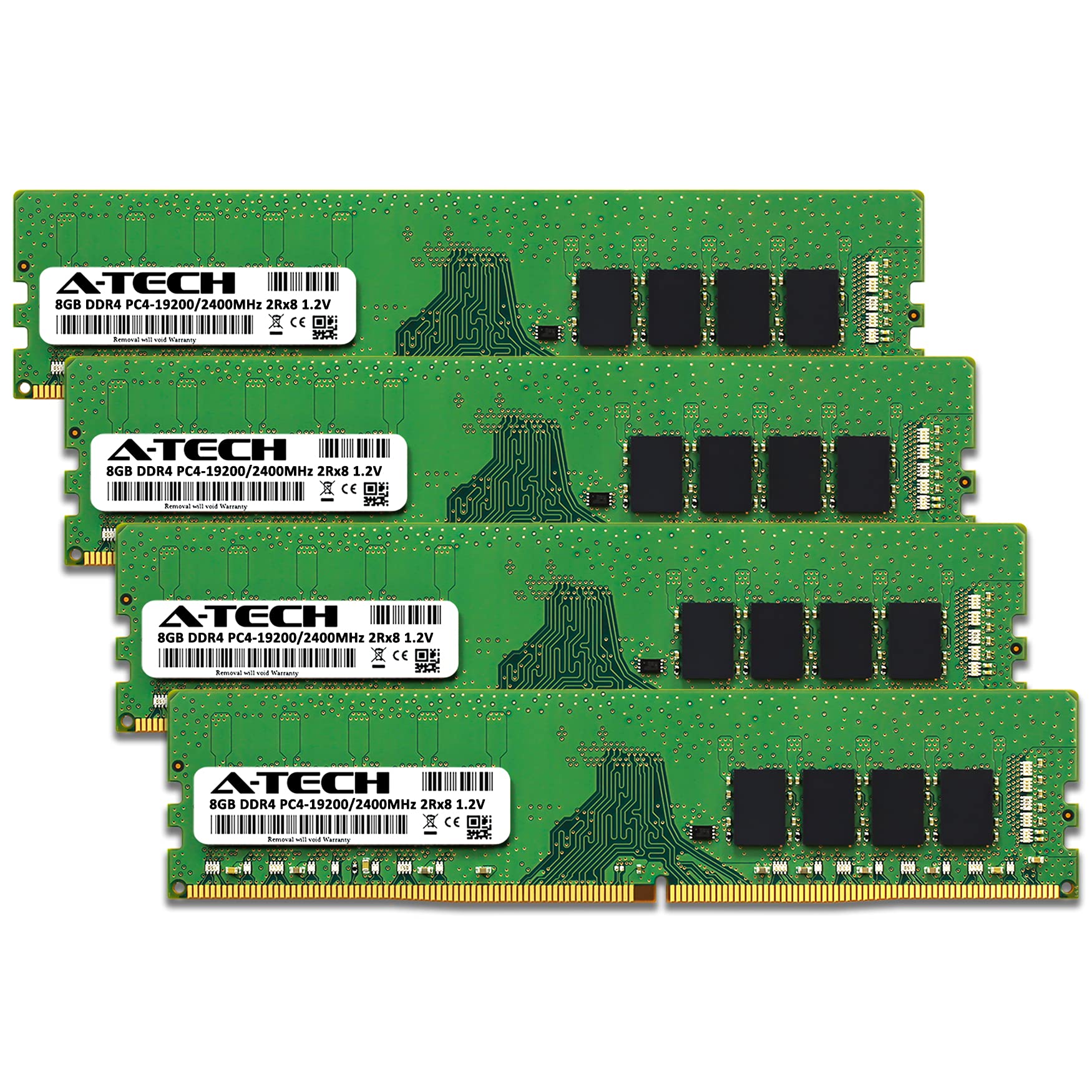 A-Tech 32GB (4x8GB) DDR4 2400MHz DIMM PC4-19200 UDIMM Non-ECC 2Rx8